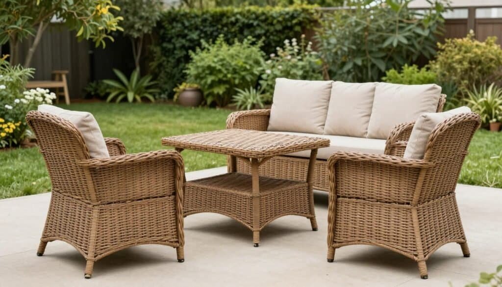 Beautiful well-maintained wicker furniture arrangement showing results of proper wicker care Beautiful well-maintained wicker furniture arrangement showing results of proper wicker care