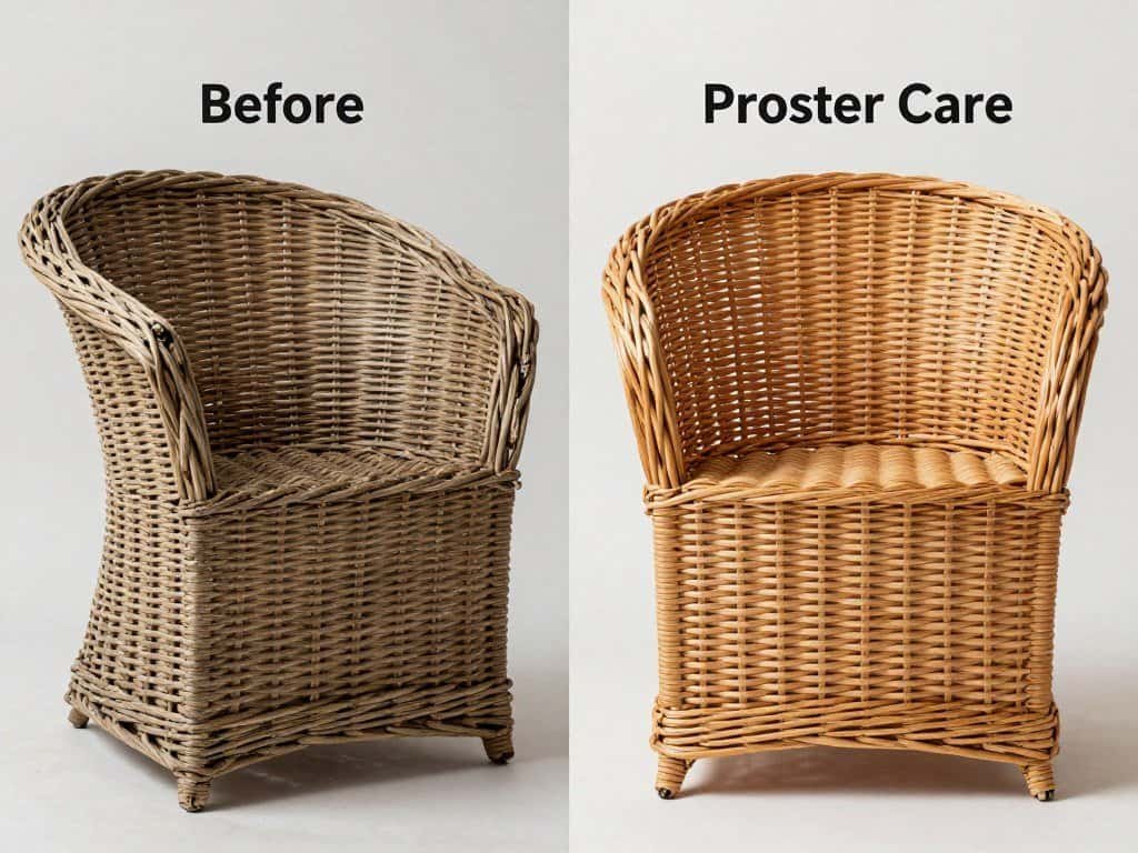 Before and after of wicker care showing furniture longevity Before and after of wicker care showing furniture longevity