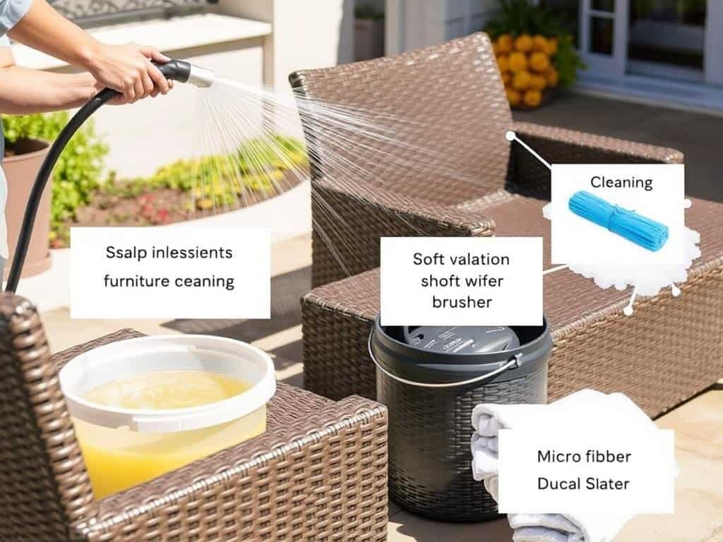 Cleaning synthetic outdoor wicker furniture with appropriate methods