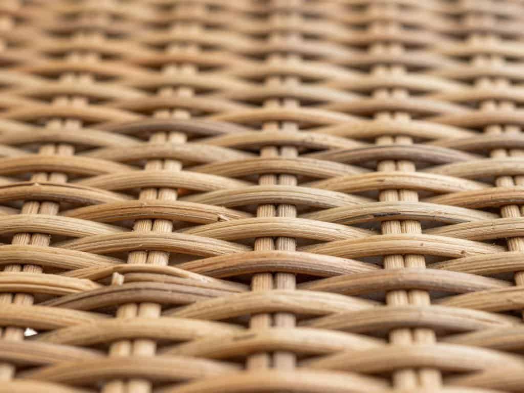 Close-up of wicker weaving pattern showing natural texture