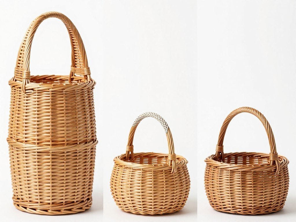 Different types of wicker basket handles