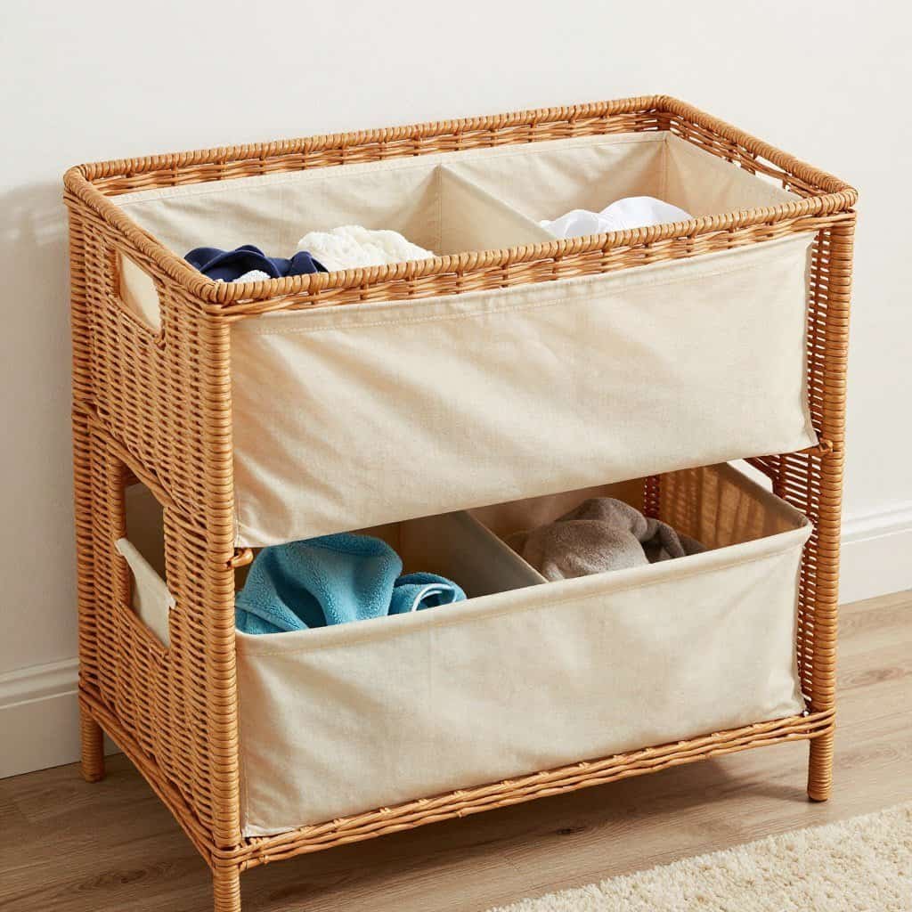 Divided wicker laundry sorter with multiple compartments