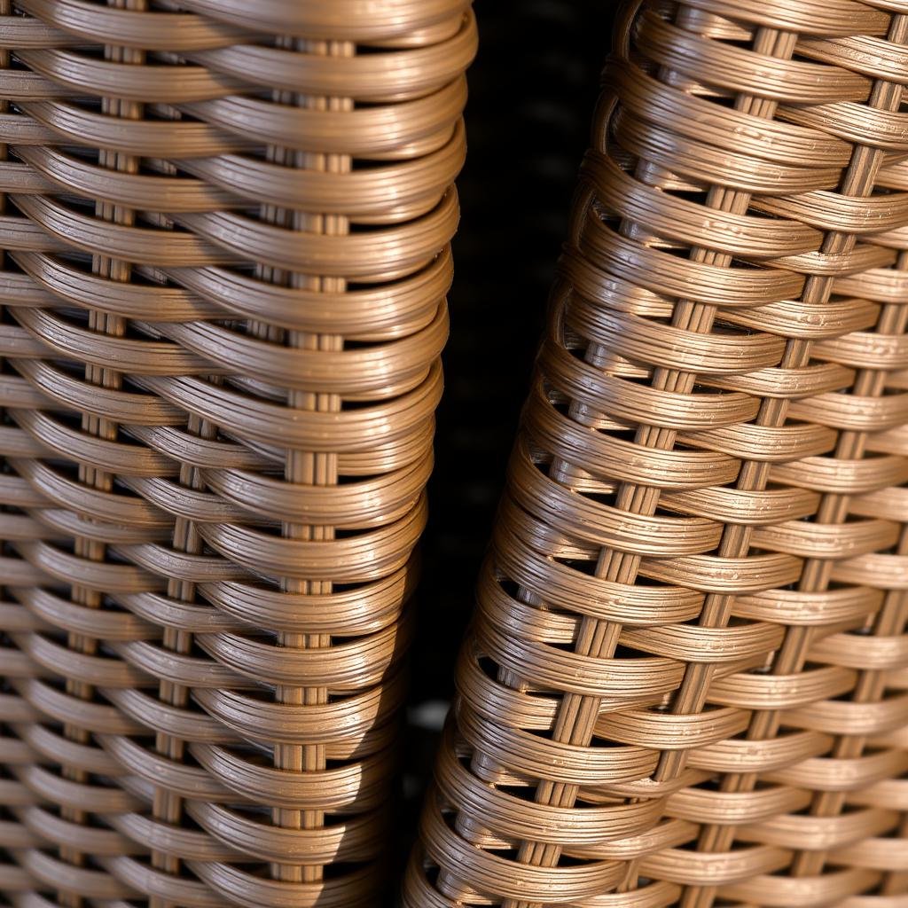 Modern synthetic resin wicker outdoor furniture showing weather-resistant properties