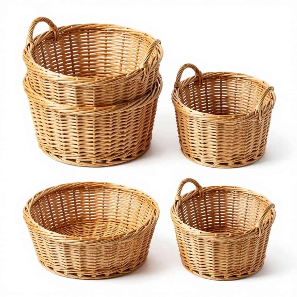 Set of nesting wicker baskets in graduated sizes