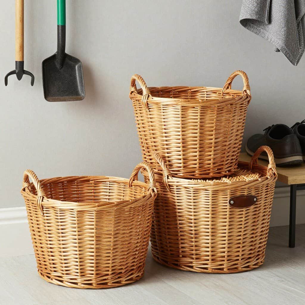 Sturdy utility wicker baskets for practical storage