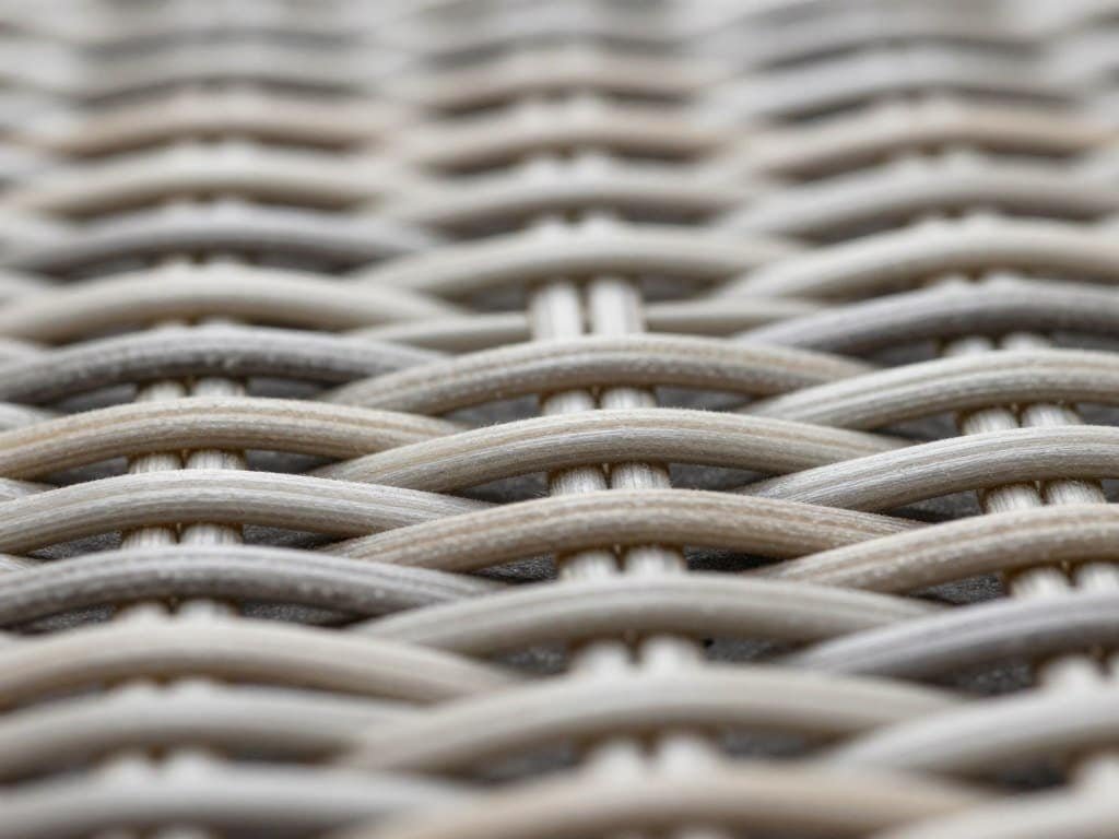 Close-up of HDPE synthetic wicker showing weather-resistant properties