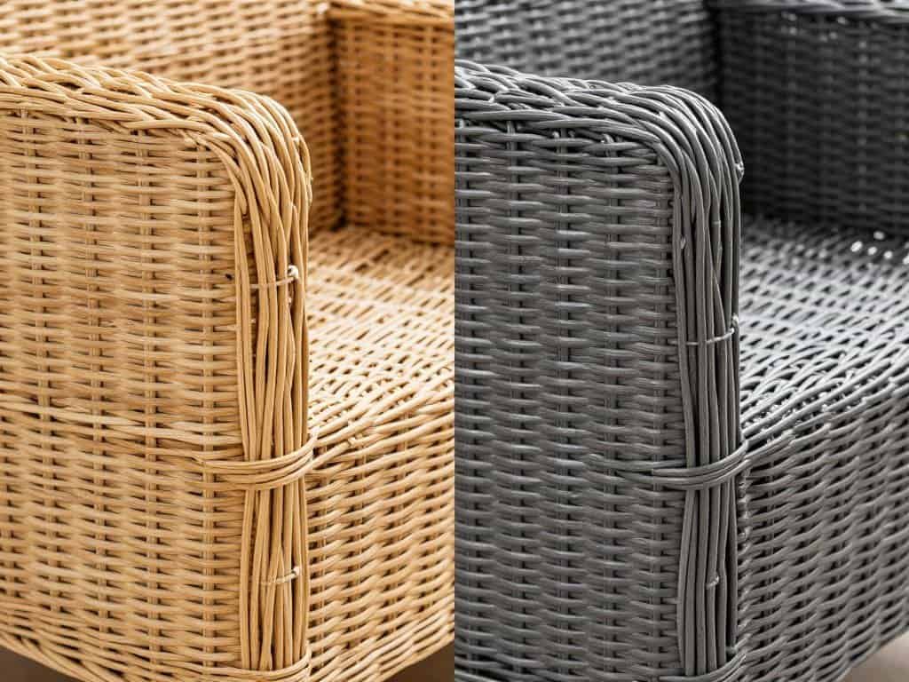 Side-by-side comparison of indoor and outdoor wicker furniture materials