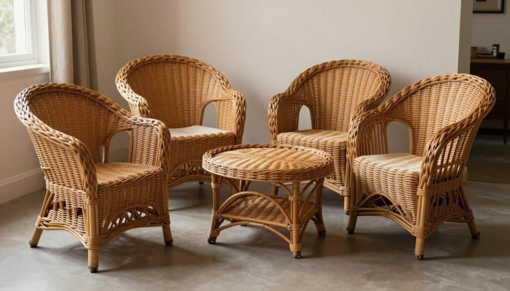 Well-maintained vintage wicker furniture showing exceptional longevity